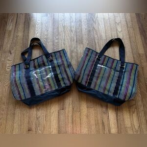 Striped Tote Bags with Black Handles